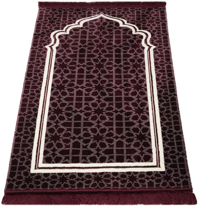 Modefa Prayer Rug Maroon Double Plush Wide Islamic Prayer Rug Andalus - Maroon