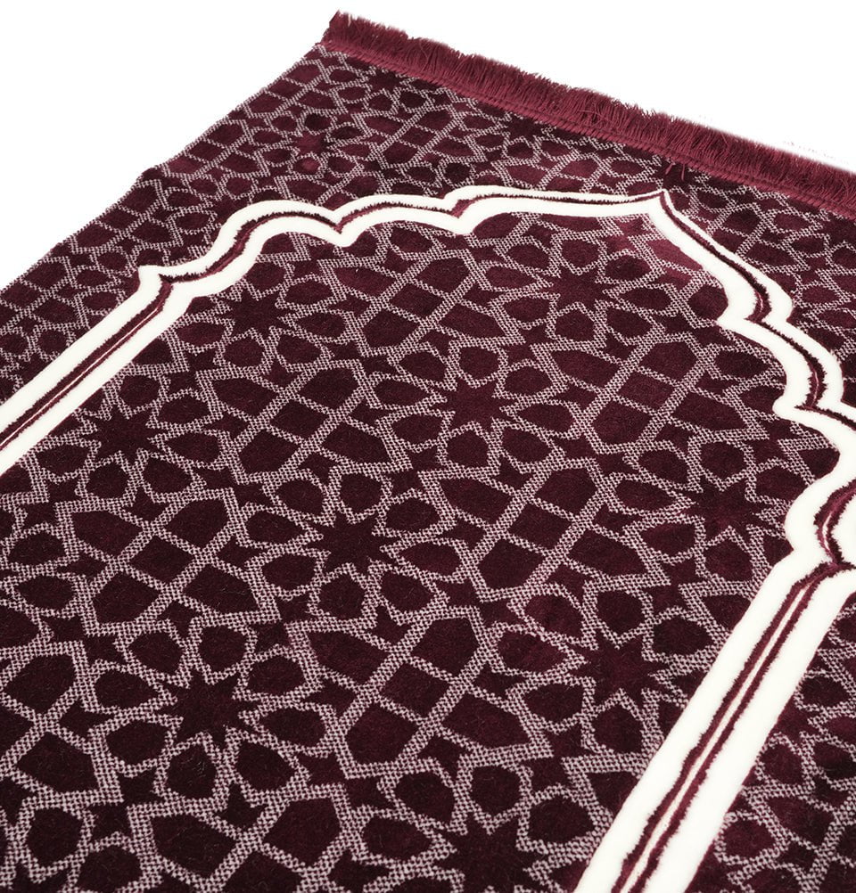 Modefa Prayer Rug Maroon Double Plush Wide Islamic Prayer Rug Andalus - Maroon