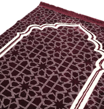 Modefa Prayer Rug Maroon Double Plush Wide Islamic Prayer Rug Andalus - Maroon