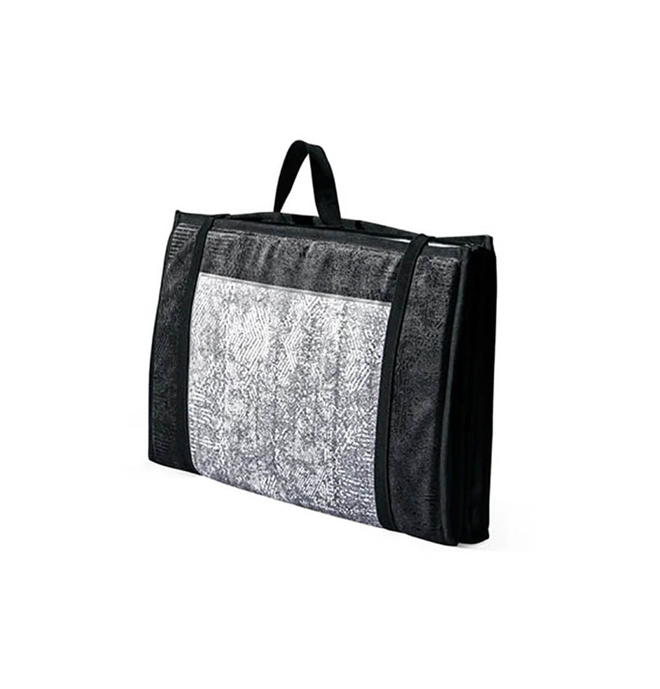 Premium Foldable Cushion Prayer Mat with Backrest - Midnight Black Mih