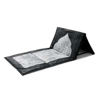 Modefa Prayer Rug Midnight Black Mihrab Premium Foldable Cushion Prayer Mat with Backrest - Midnight Black Mihrab