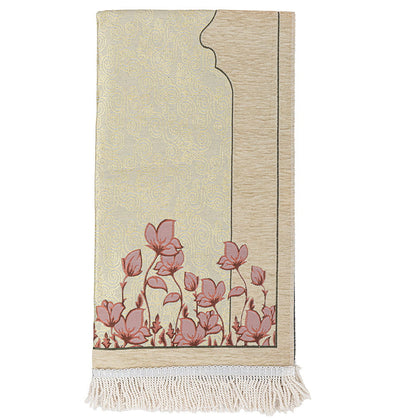 Modefa Prayer Rug Mink Chenille & Taffeta Islamic Prayer Mat Poppies - Mink