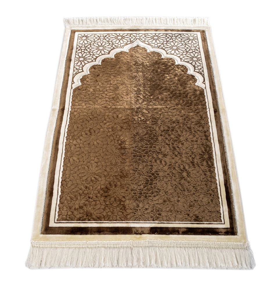 Modefa Prayer Rug Mocha Hidaya Plush Islamic Prayer Rugs - Mocha