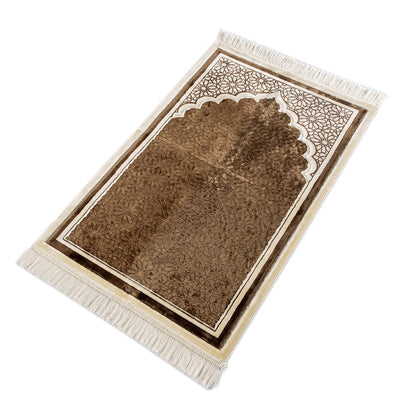 Modefa Prayer Rug Mocha Hidaya Plush Islamic Prayer Rugs - Mocha