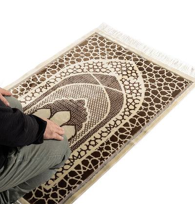 Modefa Prayer Rug Mocha Saray Plush Islamic Prayer Rug - Mocha