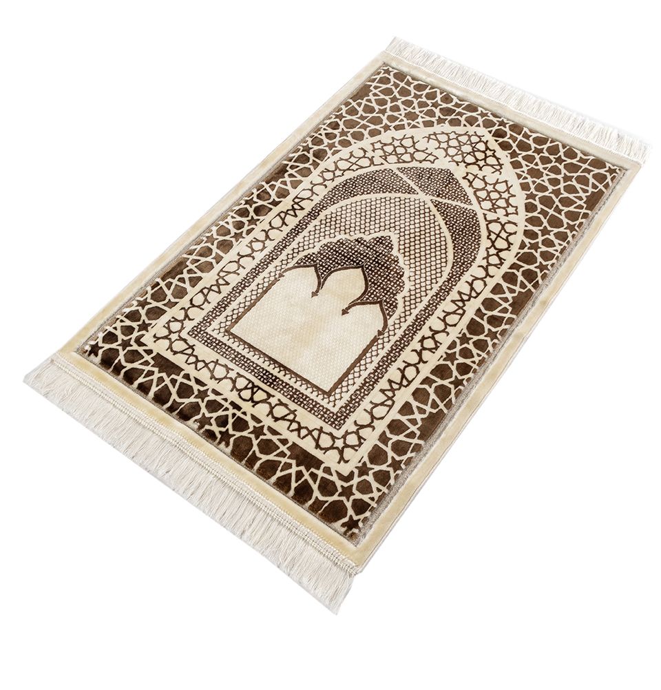 Modefa Prayer Rug Mocha Saray Plush Islamic Prayer Rug - Mocha