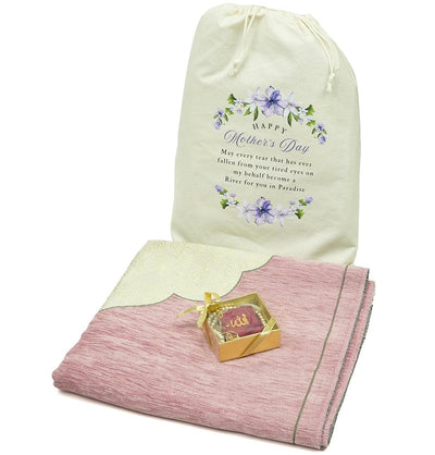 Modefa Prayer Rug Mother’s Day Gift Bag Set with Prayer Mat, Prayer Beads and Mini Quran - Rose Pink