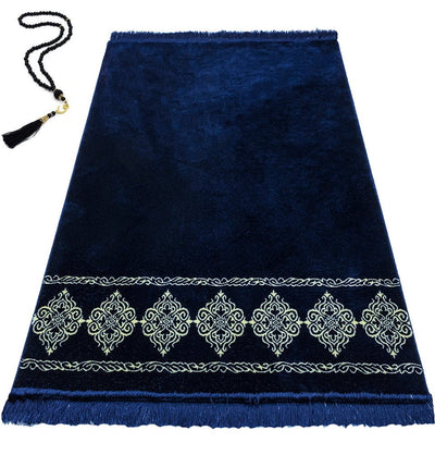 Modefa Prayer Rug Navy Blue Grand Plush Wide Islamic Prayer Rug - Navy Blue