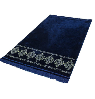 Modefa Prayer Rug Navy Blue Grand Plush Wide Islamic Prayer Rug - Navy Blue