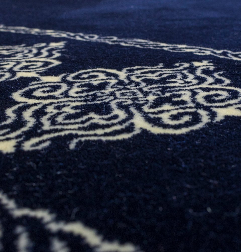 Modefa Prayer Rug Navy Blue Grand Plush Wide Islamic Prayer Rug - Navy Blue