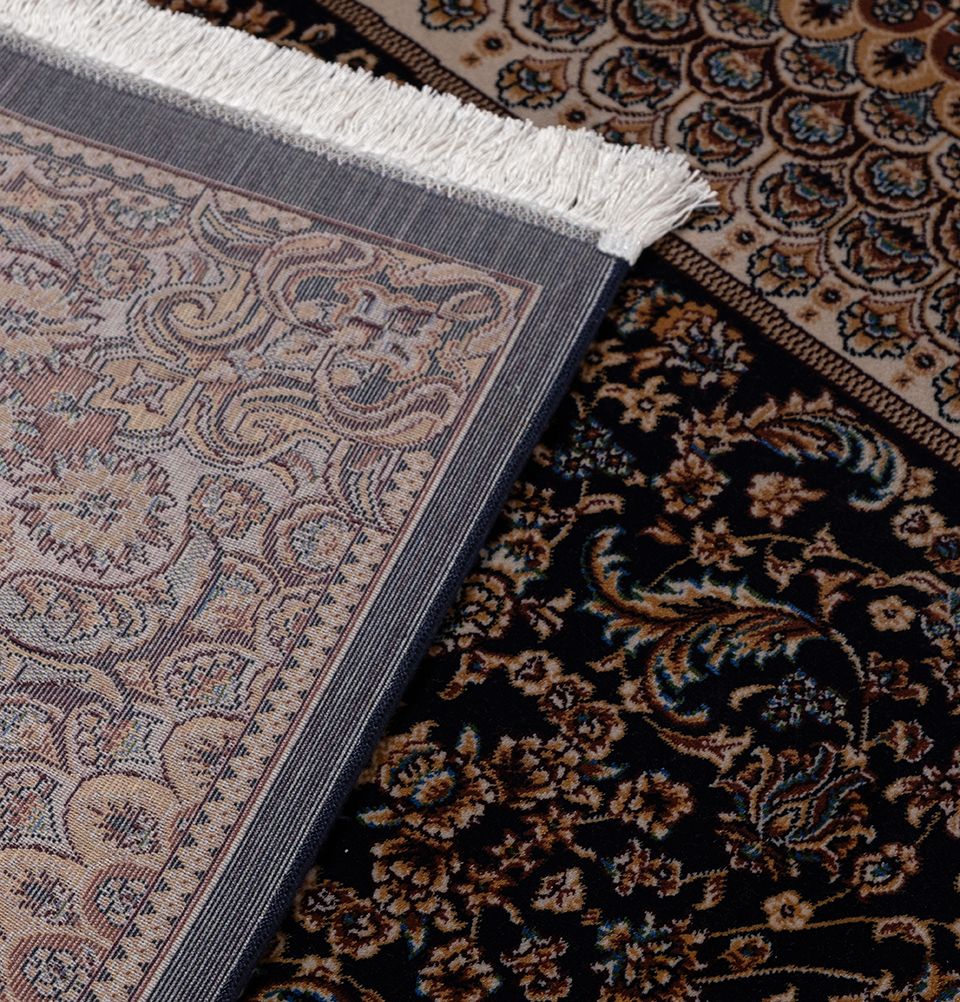 Modefa Prayer Rug Navy Blue Luxury Velvet Carpet Islamic Prayer Rug Lale - Navy Blue