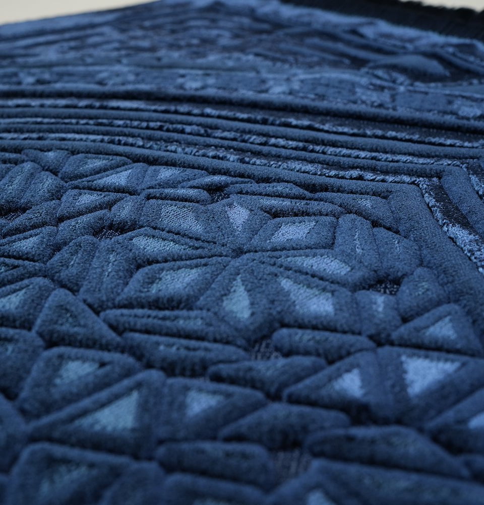 Modefa Prayer Rug Navy Blue Luxury Velvet Islamic Prayer Rug 5 Piece Ramadan Gift Set - Navy Blue