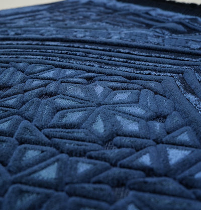 Modefa Prayer Rug Navy Blue Luxury Velvet Islamic Prayer Rug 5 Piece Ramadan Gift Set - Navy Blue