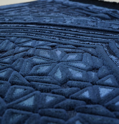 Modefa Prayer Rug Navy Blue Luxury Velvet Islamic Prayer Rug Najma Navy Blue
