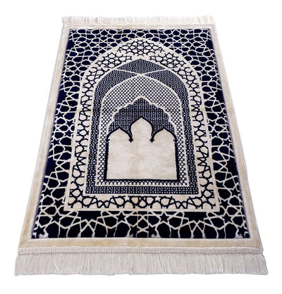 Modefa Prayer Rug Navy Blue Saray Plush Islamic Prayer Rug - Navy Blue