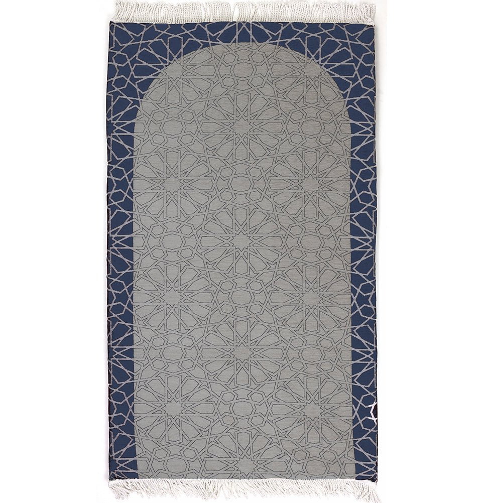 Modefa Prayer Rug Navy Blue/White Foldable Foam Islamic Prayer Rug with Carry Case Selcuk Star - Dark Navy Blue