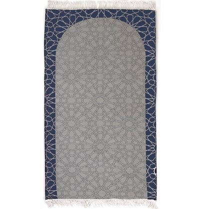 Modefa Prayer Rug Navy Blue/White Foldable Foam Islamic Prayer Rug with Carry Case Selcuk Star - Dark Navy Blue