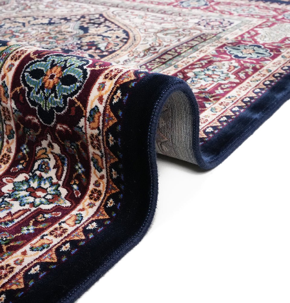 Modefa Prayer Rug Navy Luxury Velvet Carpet Islamic Prayer Rug Sultan Grace - Navy