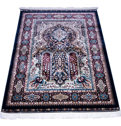 Modefa Prayer Rug Navy Luxury Velvet Carpet Islamic Prayer Rug Sultan Grace - Navy