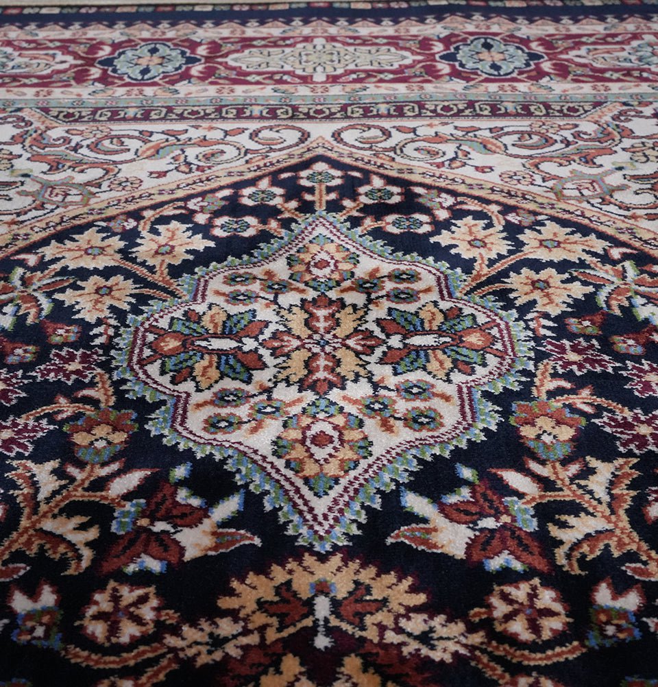 Modefa Prayer Rug Navy Luxury Velvet Carpet Islamic Prayer Rug Sultan Grace - Navy