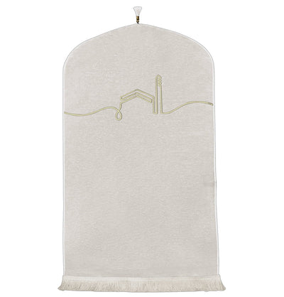 Modefa Prayer Rug Off-White Luxury Woven Chenille Islamic Prayer Mat Serenity - Dove
