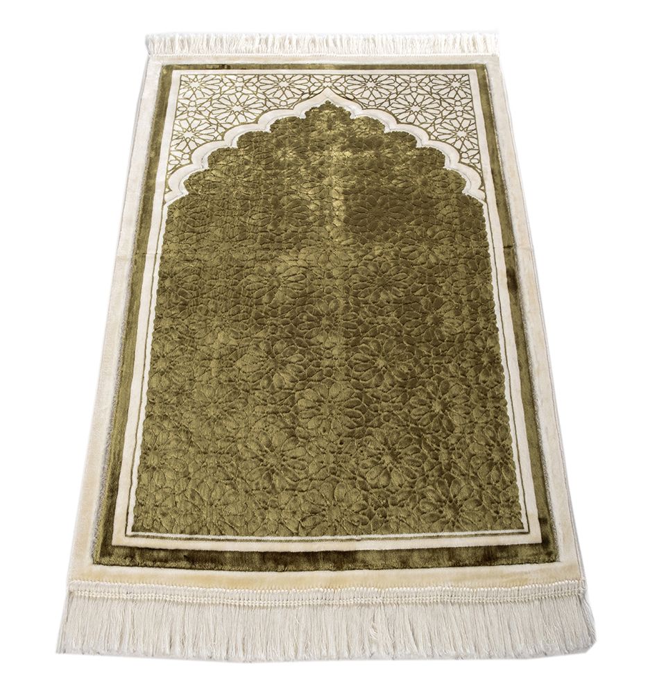 Modefa Prayer Rug Olive Green Hidaya Plush Islamic Prayer Rugs - Olive Green