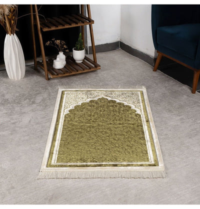 Modefa Prayer Rug Olive Green Hidaya Plush Islamic Prayer Rugs - Olive Green