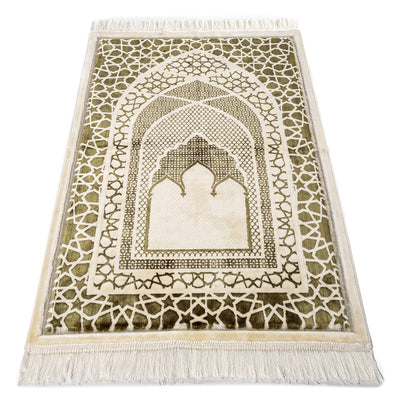 Modefa Prayer Rug Olive Green Saray Plush Islamic Prayer Rug - Olive Green