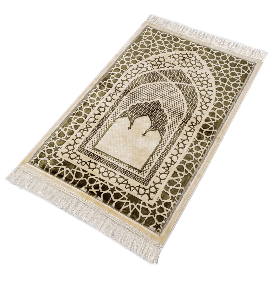 Modefa Prayer Rug Olive Green Saray Plush Islamic Prayer Rug - Olive Green