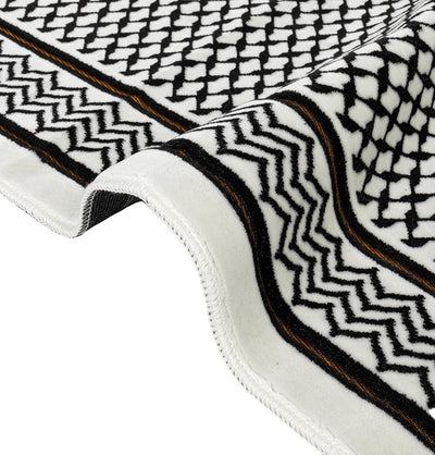 Modefa Prayer Rug Palestine Velvet Islamic Prayer Rug - Aqsa Black & White