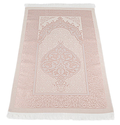 Modefa Prayer Rug Pink Islamic Gift Set - Prayer Mat & Tesbih in Taffeta Gift Bag - Pink
