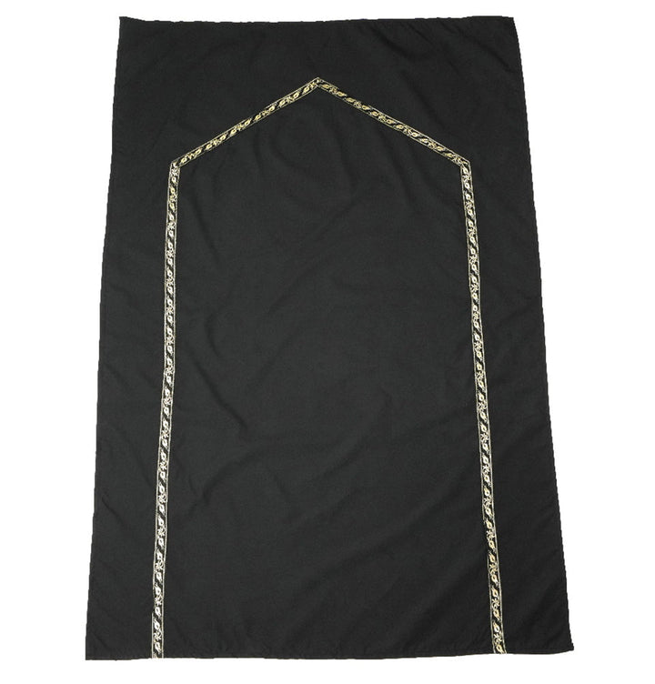 Pocket Travel Prayer Mat with Zippered Case - Black with Gold Tulip