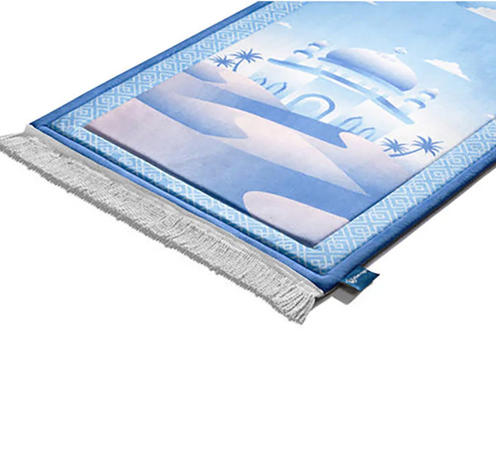 Modefa Prayer Rug Premium Foldable Cushion Junior Prayer Mat - Masjid Oasis Blue