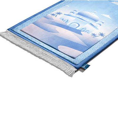 Modefa Prayer Rug Premium Foldable Cushion Junior Prayer Mat - Masjid Oasis Blue