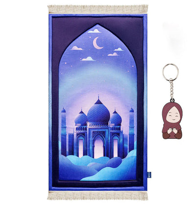 Modefa Prayer Rug Premium Foldable Cushion Junior Prayer Mat - Violet Sky Masjid