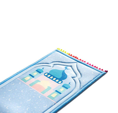 Modefa Prayer Rug Premium Foldable Cushion Kid Prayer Mat - Celestial Mosque Blue