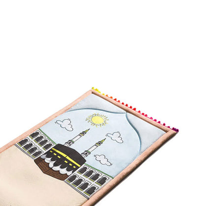 Modefa Prayer Rug Premium Foldable Cushion Kid Prayer Mat - Kaaba Light Peach