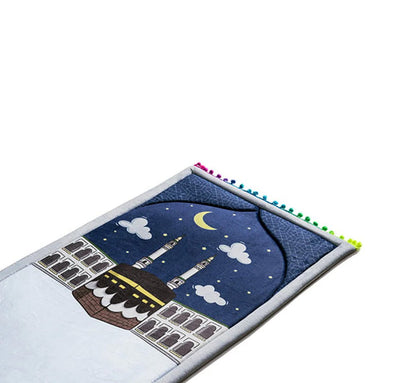 Modefa Prayer Rug Premium Foldable Cushion Kid Prayer Mat - Kaaba Nights Grey