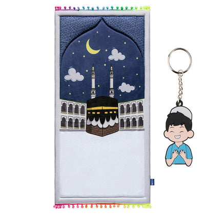Modefa Prayer Rug Premium Foldable Cushion Kid Prayer Mat - Kaaba Nights Grey
