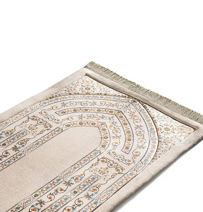Modefa Prayer Rug Premium Foldable Cushion Prayer Mat - Arabesque Vines Beige