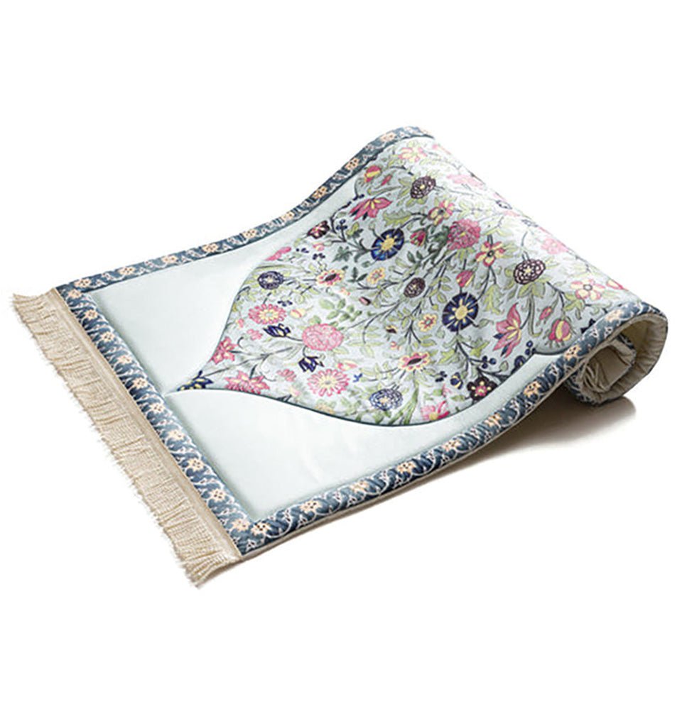 Modefa Prayer Rug Premium Foldable Cushion Prayer Mat - Floral Arch Blue and Pink