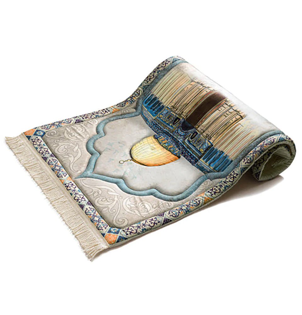 Modefa Prayer Rug Premium Foldable Cushion Prayer Mat - Sacred Aqsa Beige
