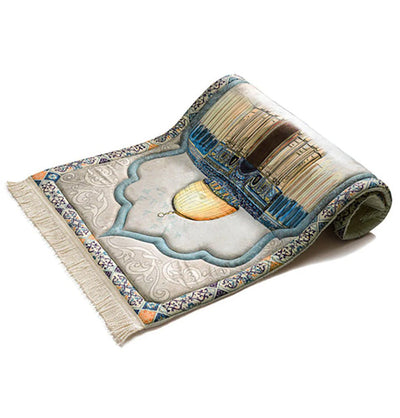 Modefa Prayer Rug Premium Foldable Cushion Prayer Mat - Sacred Aqsa Beige