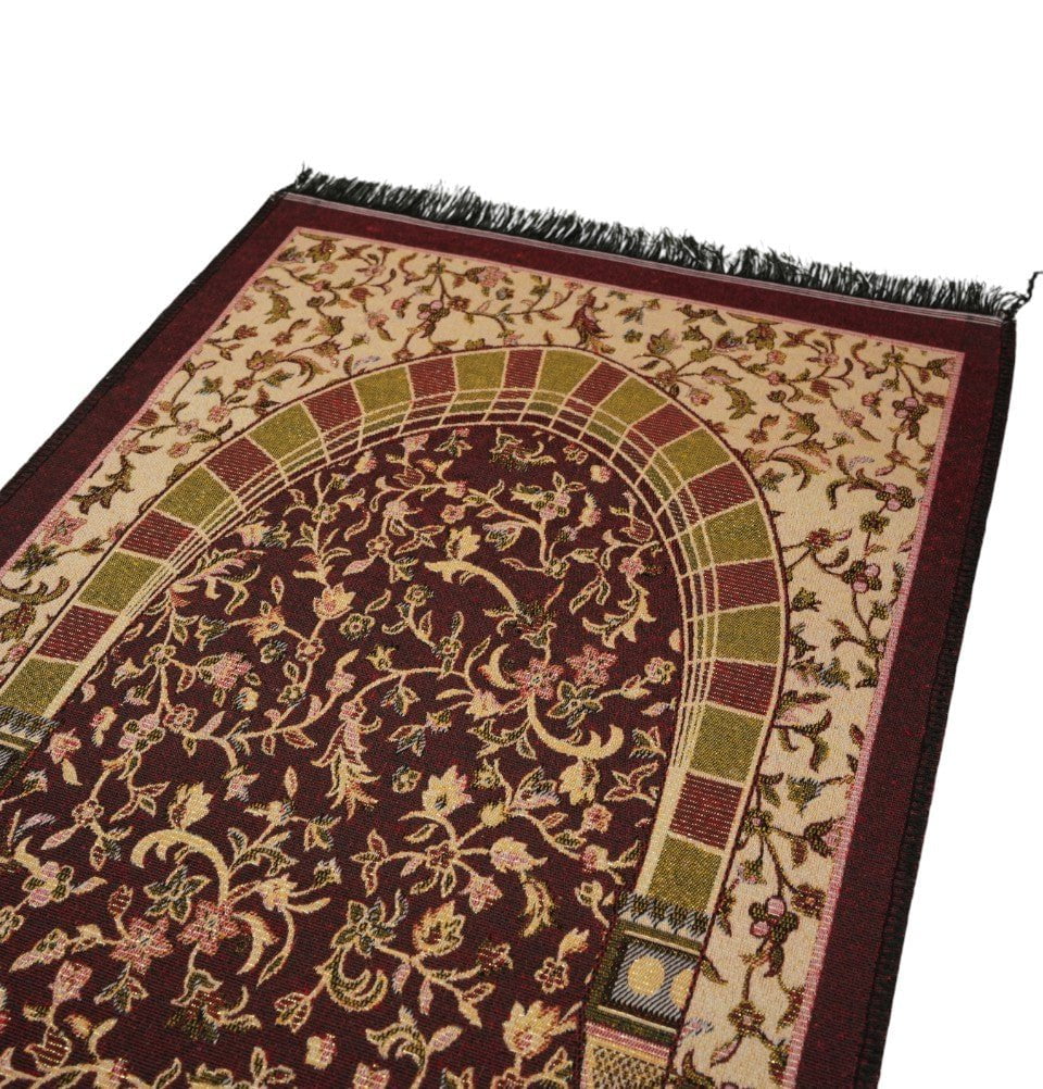 Modefa Prayer Rug Red Cotton Woven Child Islamic Prayer Mat - Garden Arch - Red
