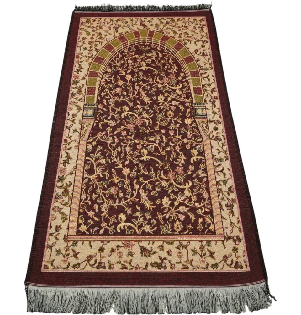Modefa Prayer Rug Red Cotton Woven Child Islamic Prayer Mat - Garden Arch - Red