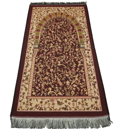 Modefa Prayer Rug Red Cotton Woven Child Islamic Prayer Mat - Garden Arch - Red