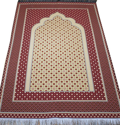 Modefa Prayer Rug Red Cotton Woven Islamic Prayer mat Hira Diamond - Red