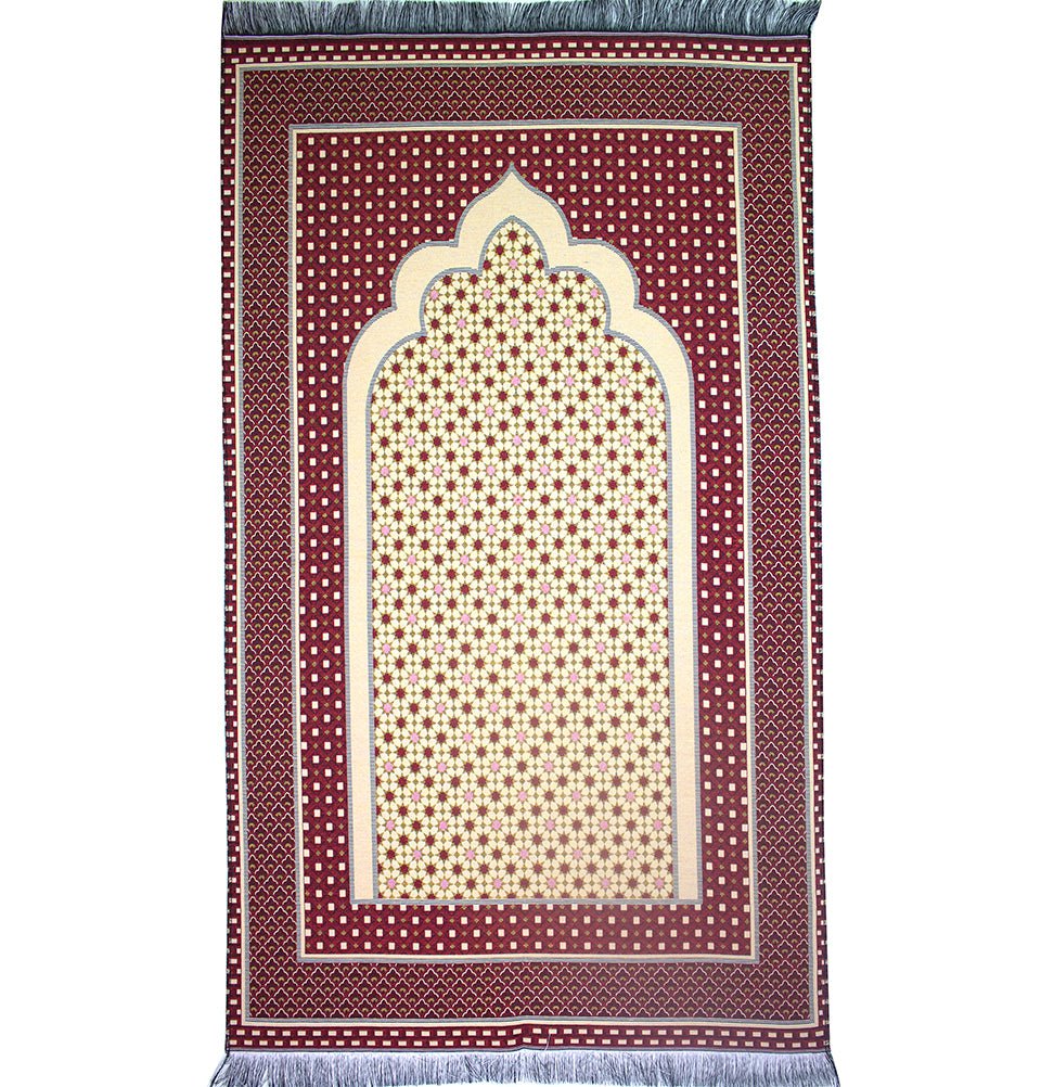 Modefa Prayer Rug Red Cotton Woven Islamic Prayer mat Hira Diamond - Red