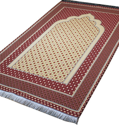 Modefa Prayer Rug Red Cotton Woven Islamic Prayer mat Hira Diamond - Red