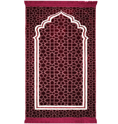 Modefa Prayer Rug Red Double Plush Wide Islamic Prayer Rug Andalus - Red
